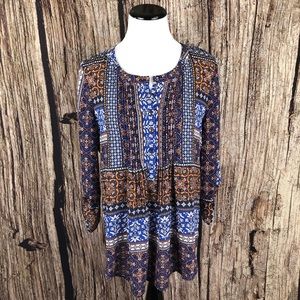 Daniel Rainn Geometric Boho Sheer Blouse Sz S